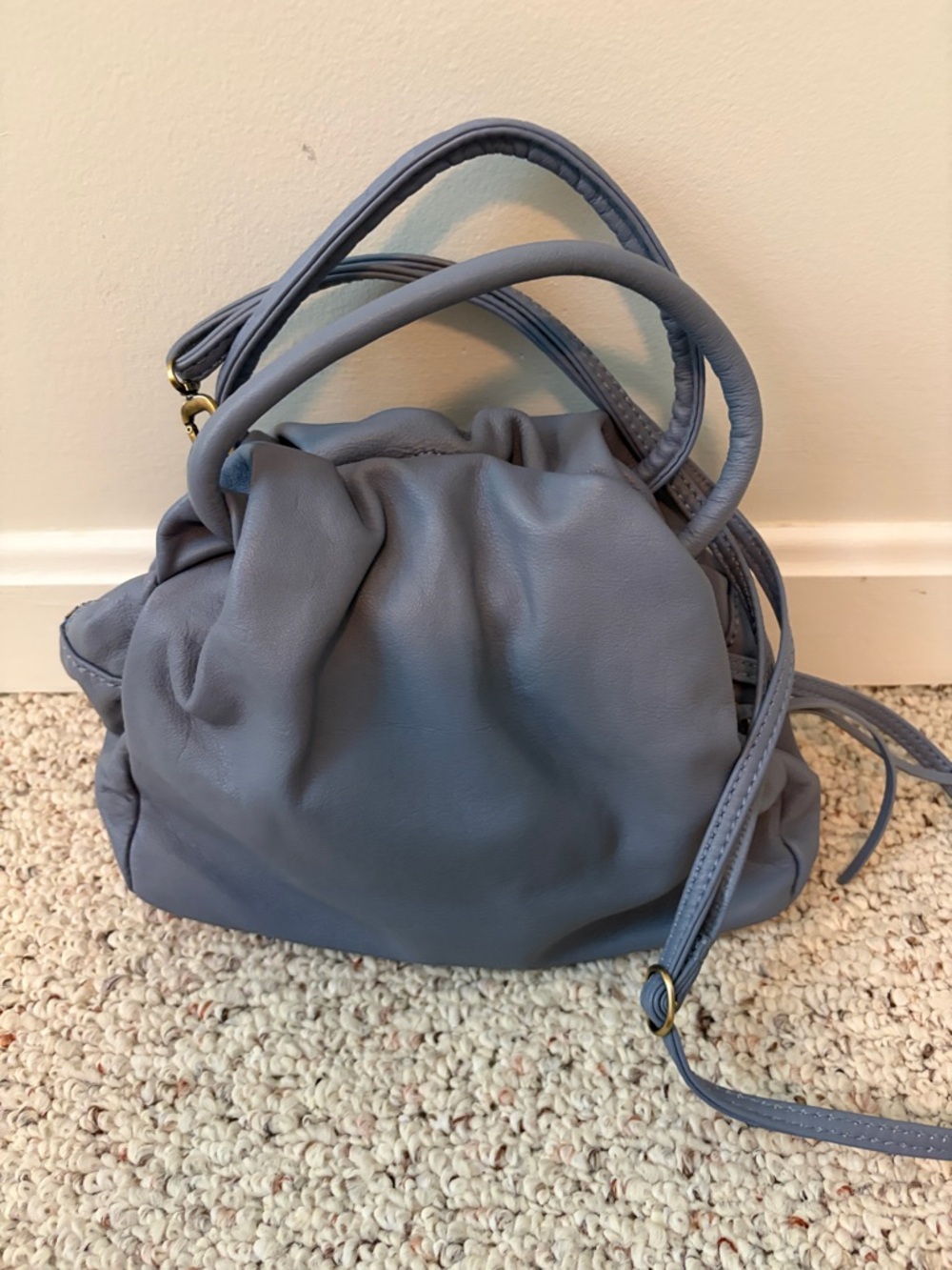 Hobo Soft Leather Crossbody Bag - Slate Blue